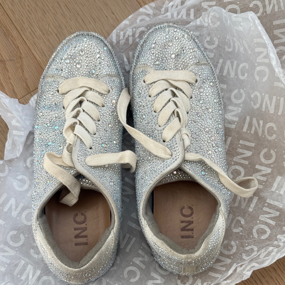 INC International Concepts Silver Rhinestone Sneakers